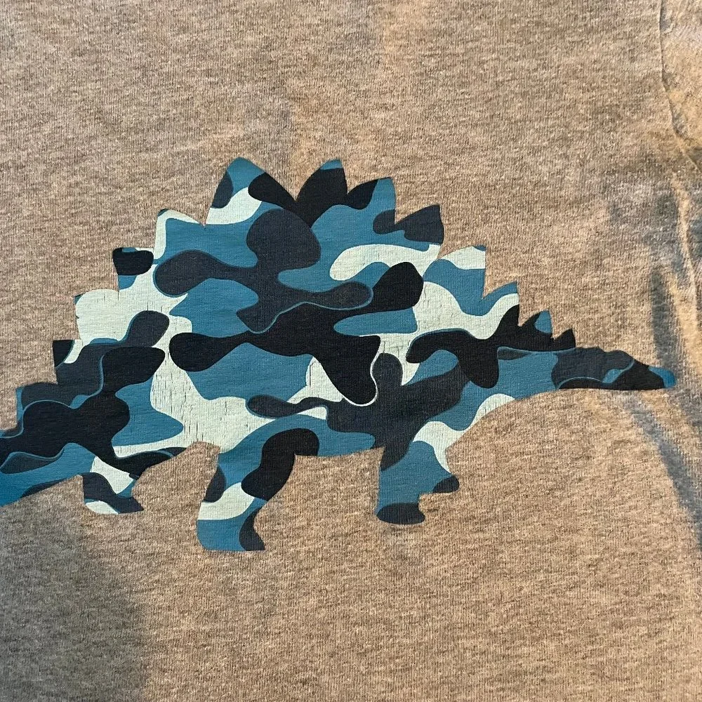 Baby Gap Long Sleeve Dinosaur grey with blue camo shirt 2T